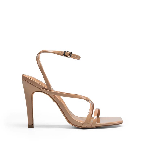 Square-Toe Strappy Stiletto Heel Sandals - NUDE-PAT - 3